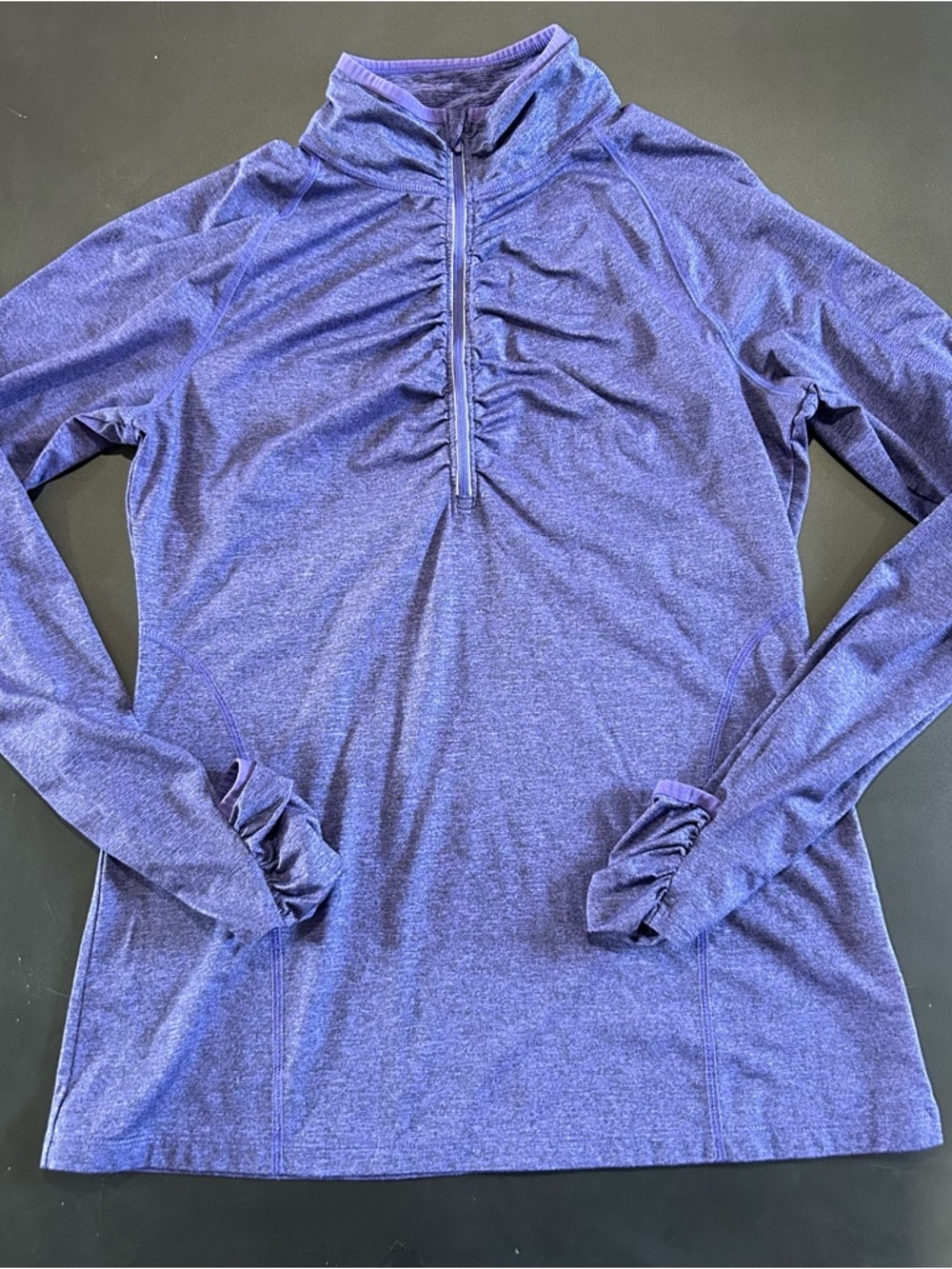 Kirkland Signature Heathered Purple Long-Sleeve Quarter-Zip with Ruched Front